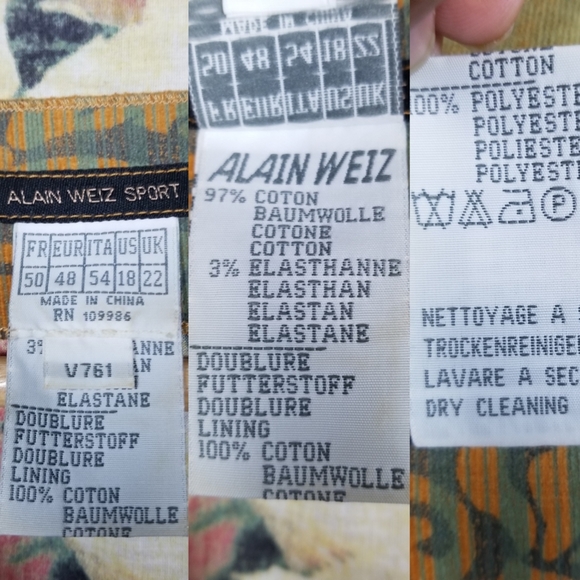 Vintage 90s Y2K Alain Weiz Sport Printed Double-breasted Corduroy Jacket Sz 18 - Picture 14 of 15
